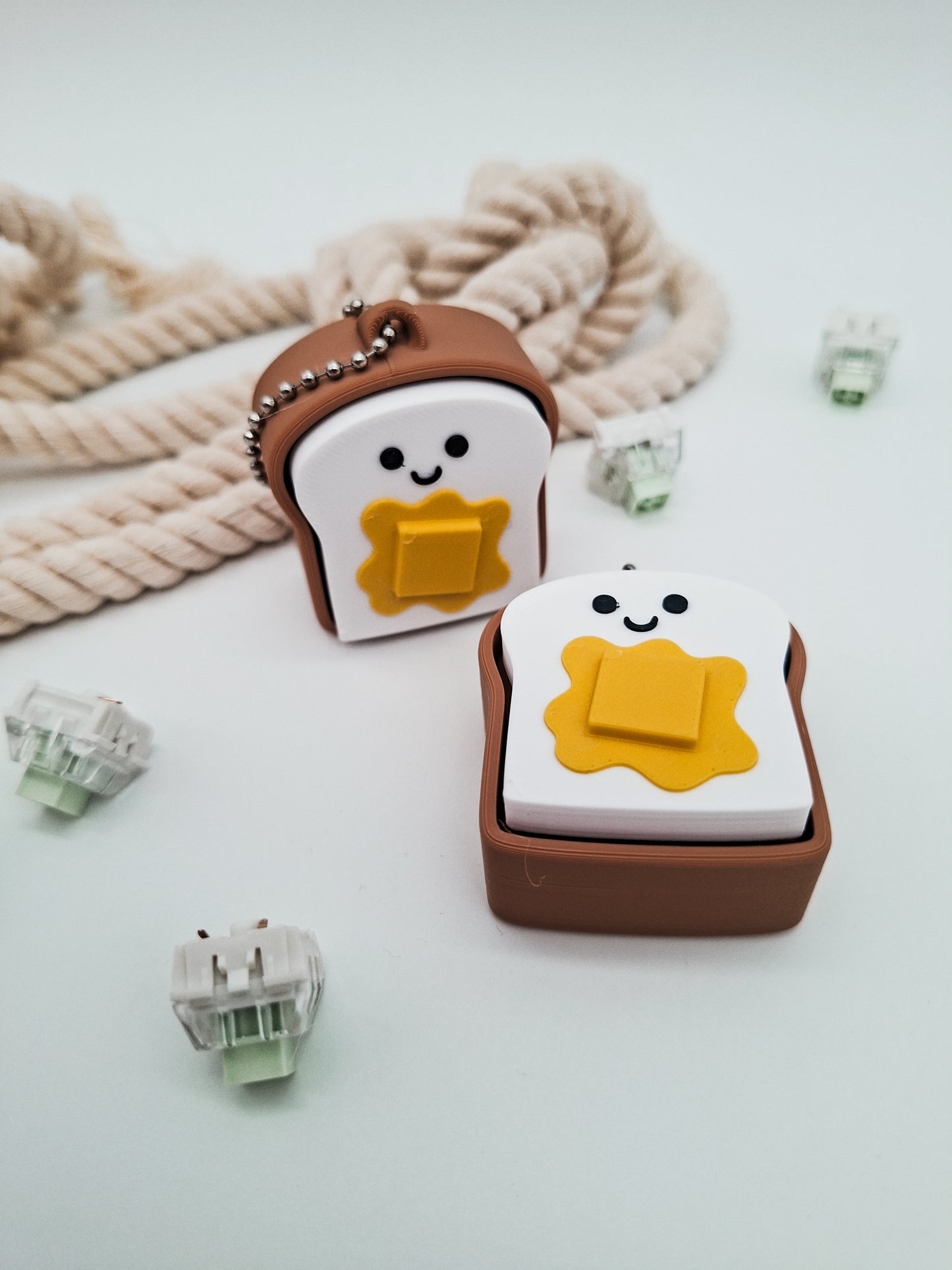 Toast mit Butter Klicker – Niedlicher Fidget Schlüsselanhänger für Stressabbau & Fokus