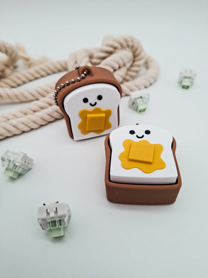 Toast mit Butter Klicker – Niedlicher Fidget Schlüsselanhänger für Stressabbau & Fokus