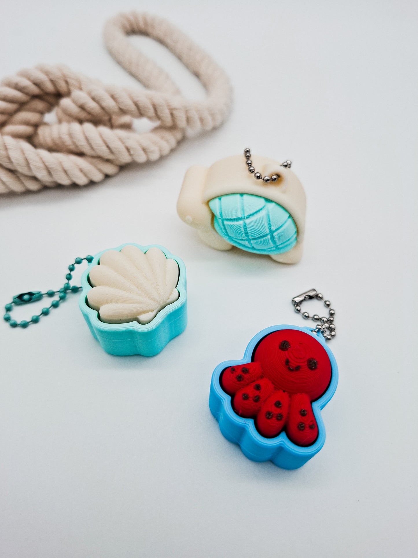 Maritimes Clicker Set – Schildkröte, Muschel & Oktopus | 3er Fidget Set