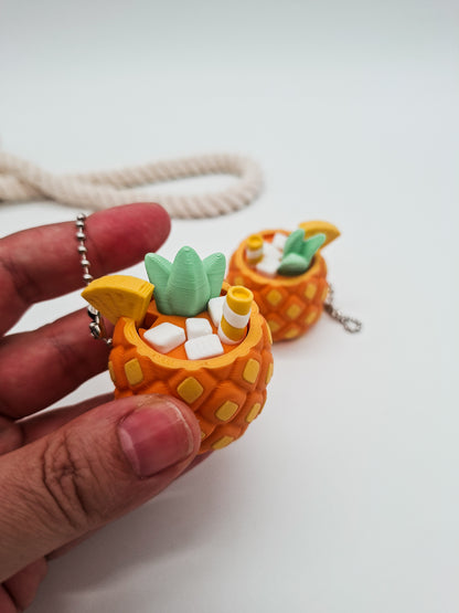 Ananas Cocktail Klicker Schlüsselanhänger – 3D-gedruckter Fidget Clicker