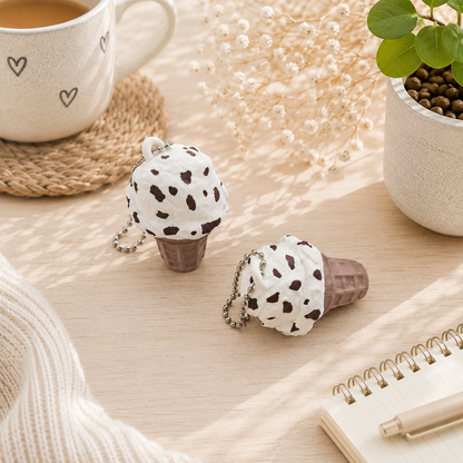 3D-gedruckter Stracciatellaeis Fidget Klicker mit liebevollem Design.