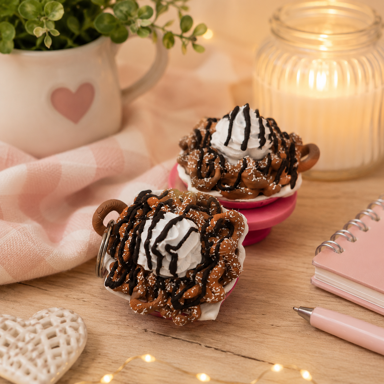 3D-gedruckter Funnel Cake Fidget Klicker mit liebevollem Design.