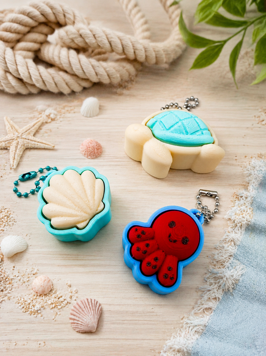 Maritimes Clicker Set – Schildkröte, Muschel & Oktopus | 3er Fidget Set