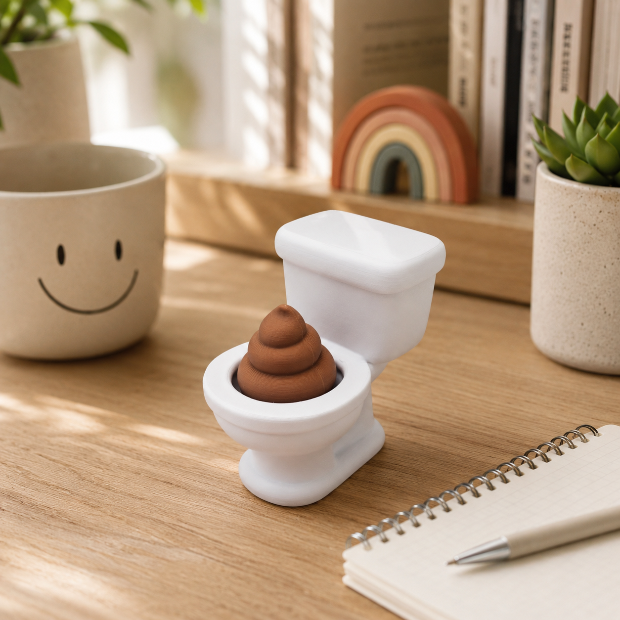 3D-gedruckter Toiletten Fidget Klicker mit liebevollem Design.