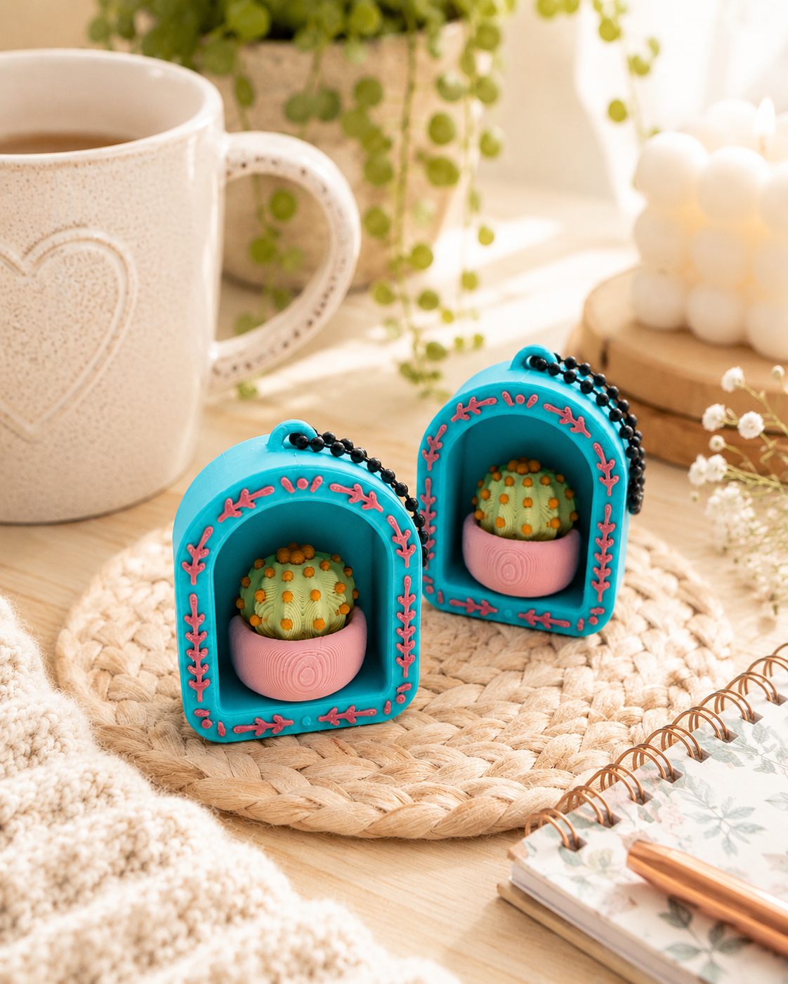 3D-gedruckter Kaktus Fidget Klicker mit liebevollem Design.