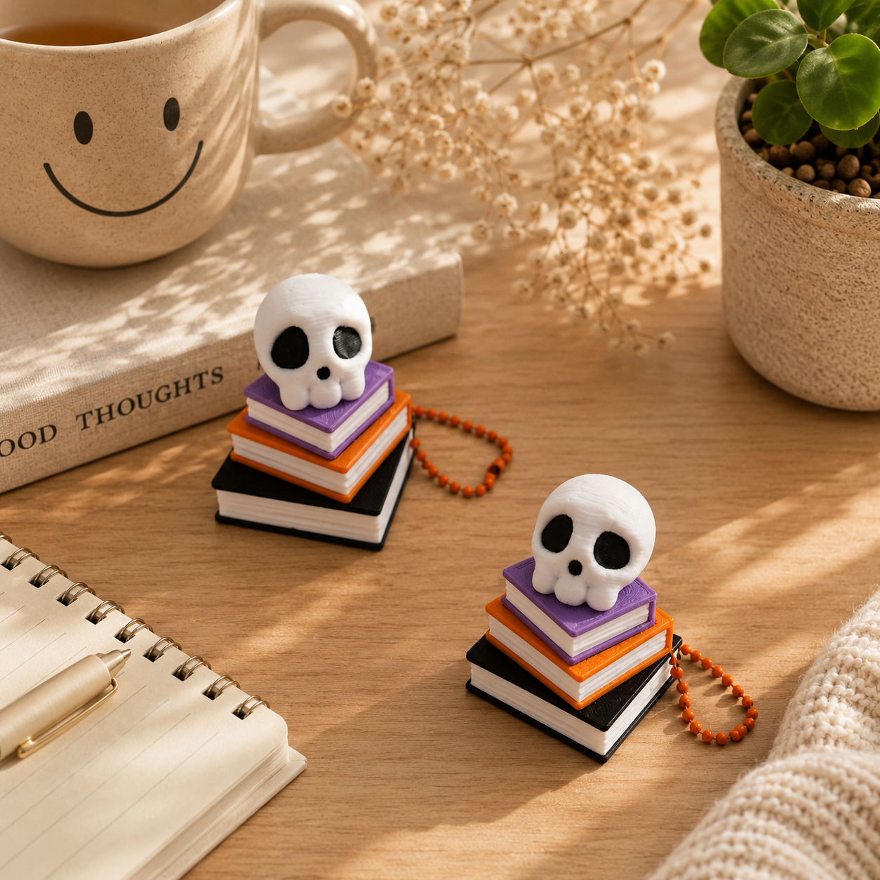 3D-gedruckter Skull Bücher Fidget Klicker mit liebevollem Design.
