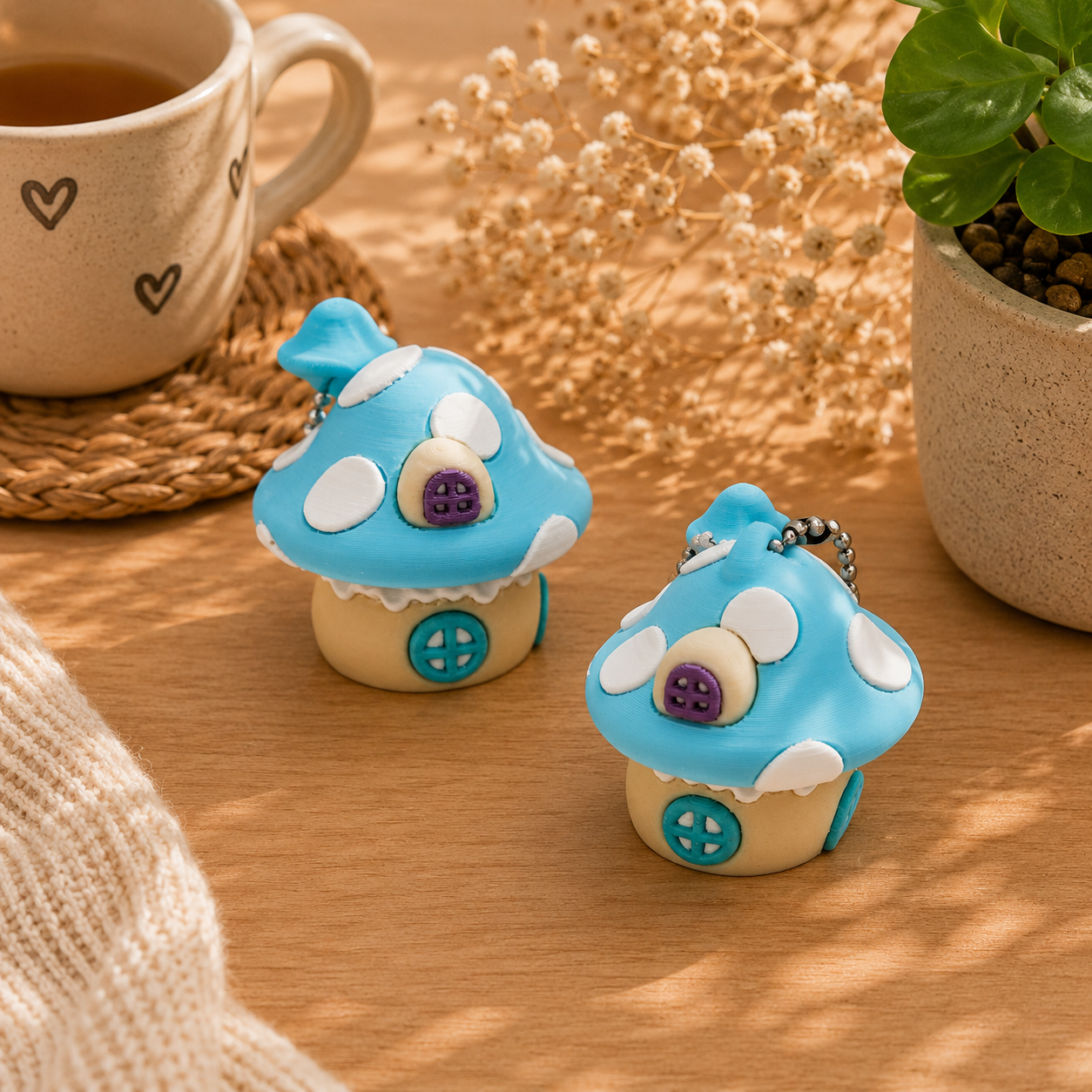 3D-gedruckter Fairytale Cottage Fidget Klicker mit liebevollem Design.