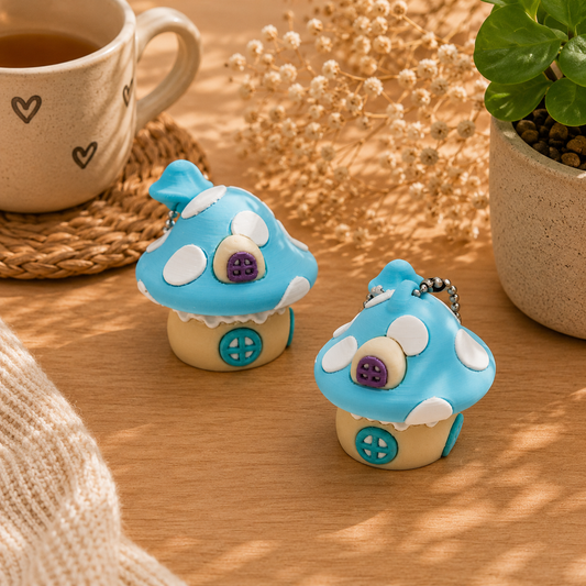 3D-gedruckter Fairytale Cottage Fidget Klicker mit liebevollem Design.