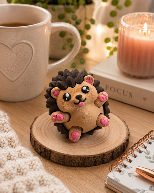 3D-gedruckter Igel Fidget Klicker mit liebevollem Design.