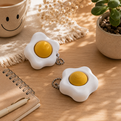3D-gedruckter Spiegelei Fidget Klicker mit liebevollem Design.