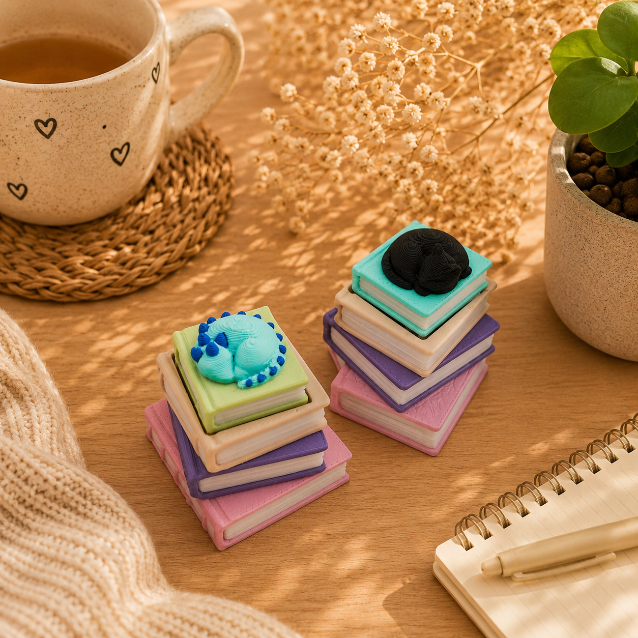3D-gedruckter Bücher Fidget Klicker mit liebevollem Design.
