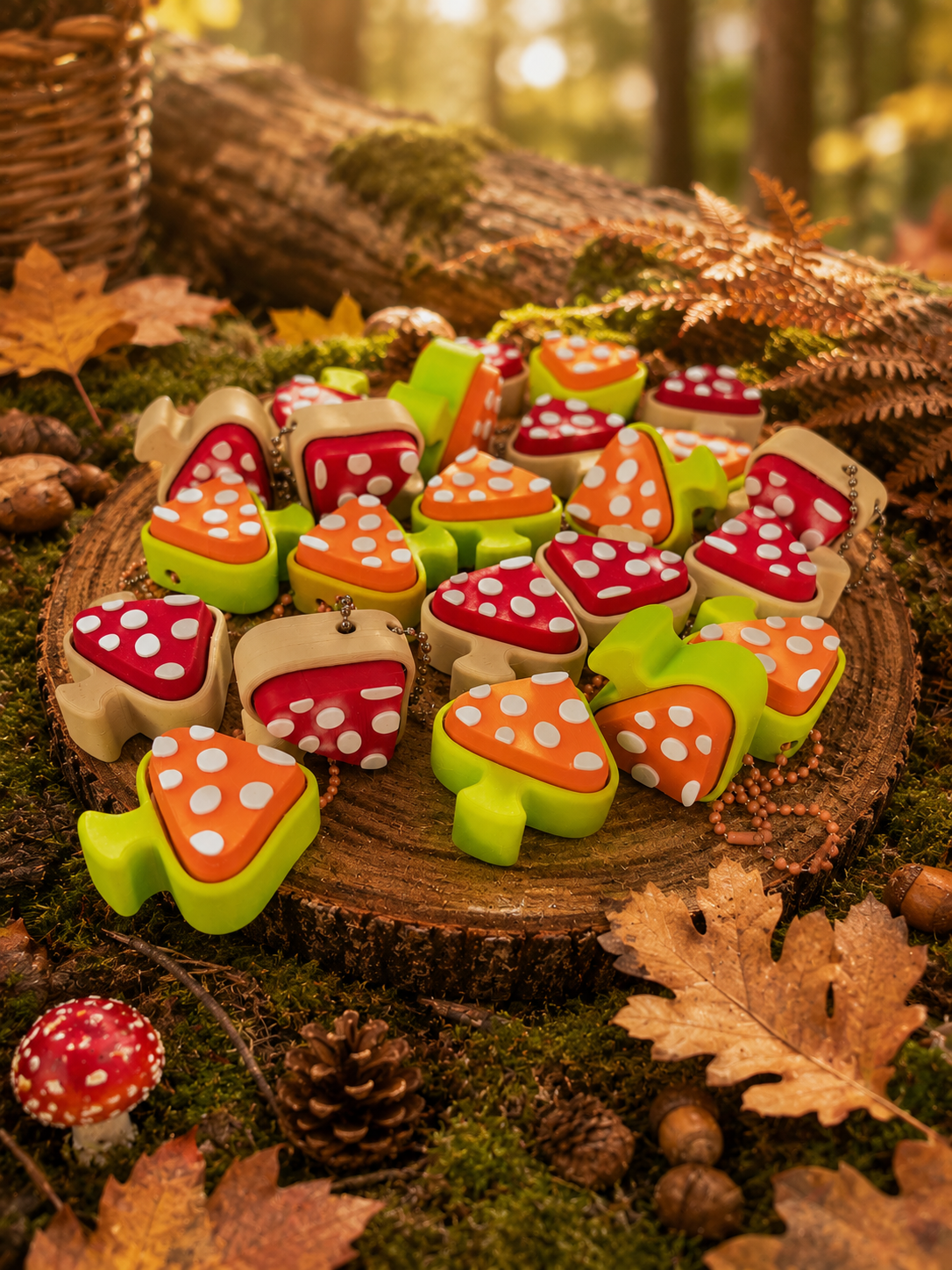 Bunter Fliegenpilz Fidget Klicker | 3D-gedrucktes Desk Toy