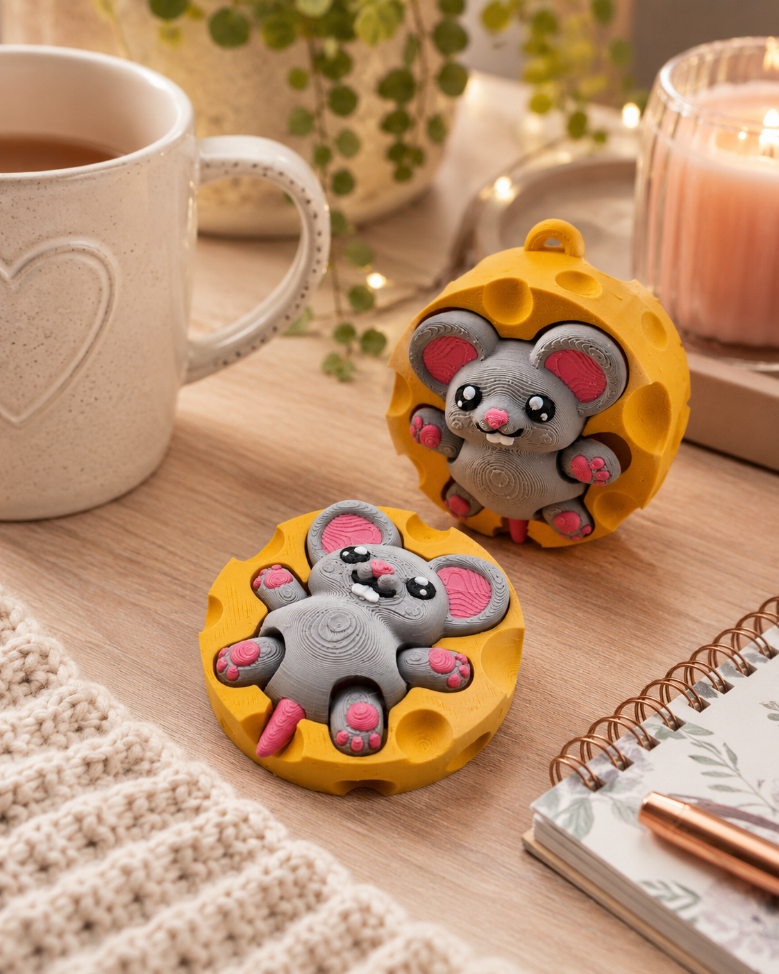3D-gedruckter Maus Fidget Klicker mit liebevollem Design.