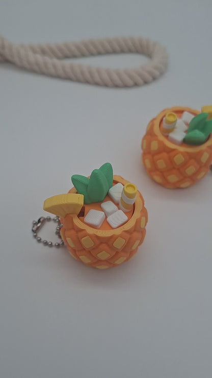 Ananas Cocktail Klicker Schlüsselanhänger – 3D-gedruckter Fidget Clicker